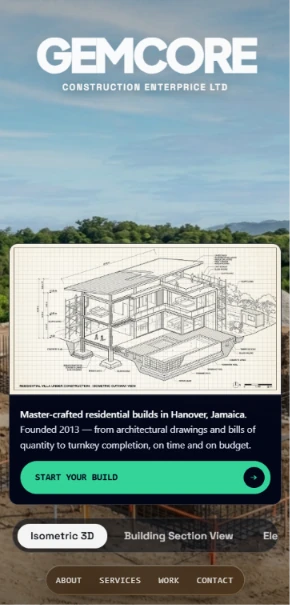 Gemcore Construction homepage snapshot