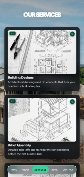 Gemcore Construction services page snapshot