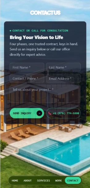 Gemcore Construction contact page snapshot