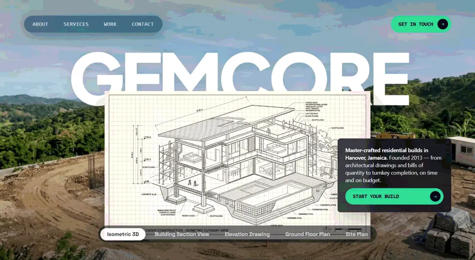 Gemcore animated website preview